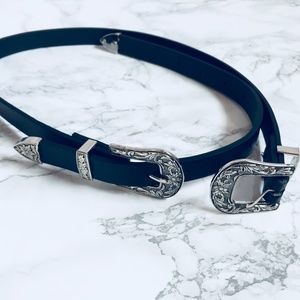 WAYNE NWT double buckle western belt black